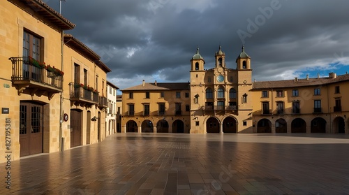Main Square Of Haro With Its Picturesque Buildings. Architecture, Art, History, Travel.Briones, La Rioja, Spain. AI genrative picture  photo
