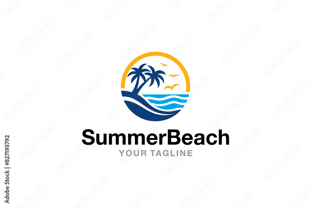 Beach Logo Template Design Vector. Beach Island Landscape Logo Inspiration. Outdoor Summer Vacation or Travel Illustration. Landscape Palm Tree Beach Logo Emblem. Beach Logo Template Design Vector. Beach Island Landscape Logo Inspiration. Outdoor Summer Vacation or Travel Illustration. Landscape Palm Tree Beach Logo Emblem.