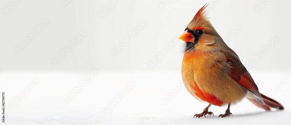 Vibrant Female Cardinal Bird on Snowy Ground - Winter Wildlife Photography Vibrant Female Cardinal Bird on Snowy Ground - Winter Wildlife Photography