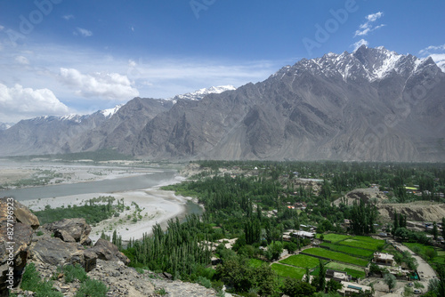 Skardu Valley, nestled in the Gilgit-Baltistan region of Pakistan, spans approximately 10 km in width and 40 km in length.