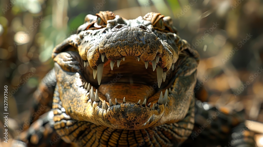 Obraz premium The crocodile is a reptile that lives in both fresh and salt water
