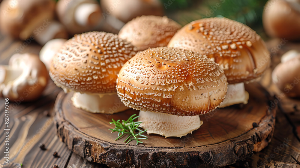 fir mushrooms ready for slicing and cooking on a wooden background fir mushrooms ready for slicing and cooking on a wooden background