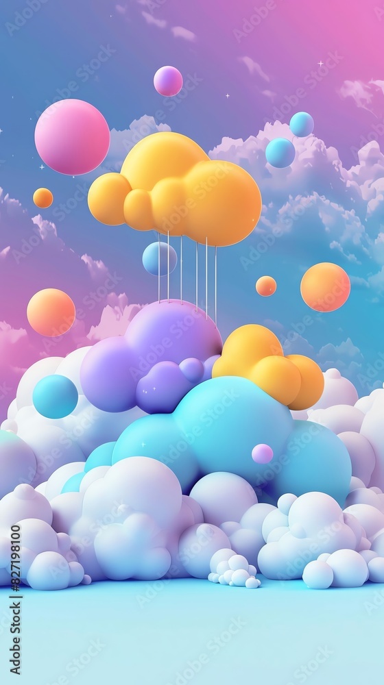 14 model of a cloud icon in a colorful illustration
