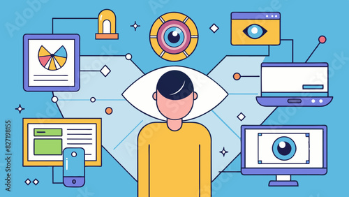 Digital Privacy and Online Security Concept Illustration with User Surrounded by Icons