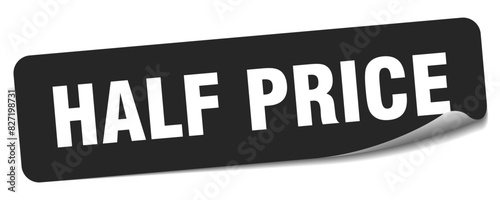 half price sticker. half price label