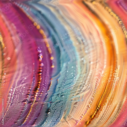 Close-up view of the textured and colorful bands within majestic planet rings, highlighting the variations and complexity ideal for astronomy studies photo