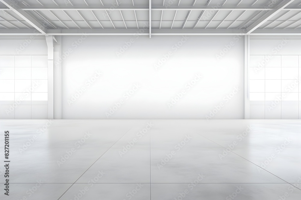 Clean Minimalist Architectural Interior with Stark Cement Floor and Urban Backdrop Clean Minimalist Architectural Interior with Stark Cement Floor and Urban Backdrop