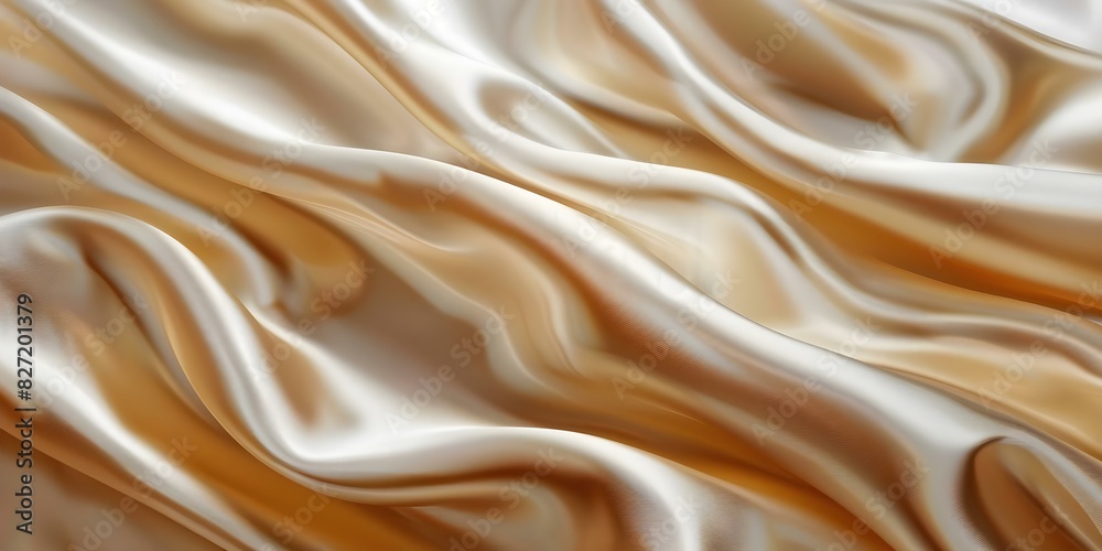Obraz premium Elegant White Satin Fabric with Glossy Waves on a Smooth Surface. Concept Elegant Fabrics, White Satin, Glossy Waves, Smooth Surface