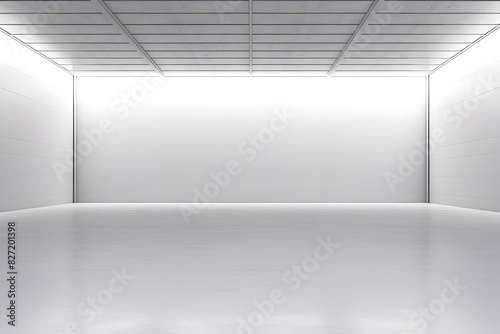 Empty Minimalist Architectural 3D Rendering of White Concrete Garage Interior Design Scene