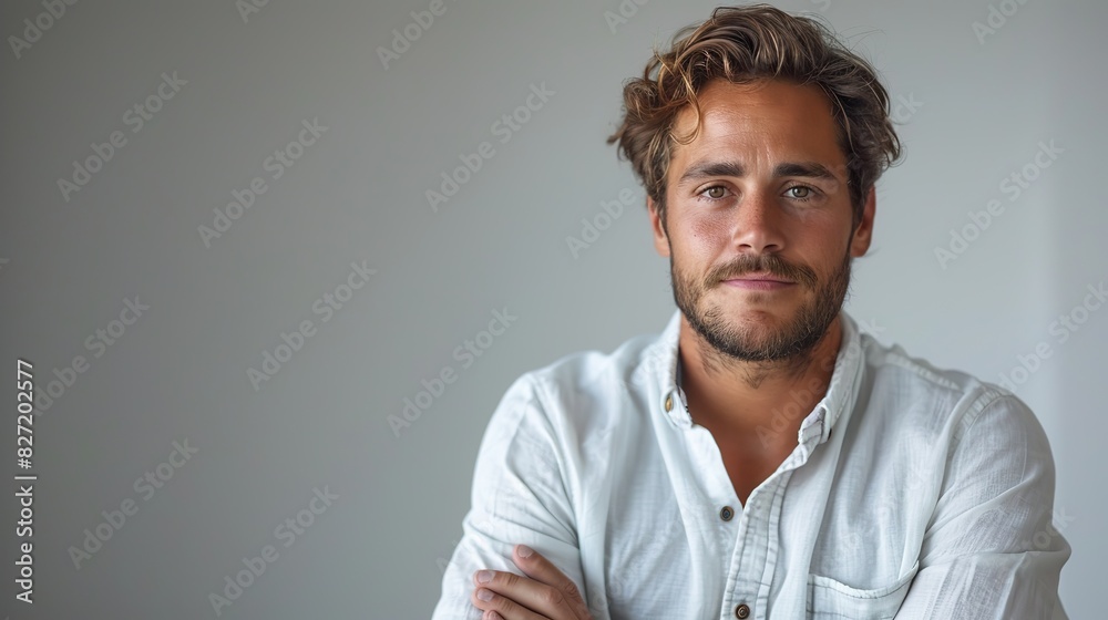 portrait of a man with his arms crossed on white background portrait of a man with his arms crossed on white background
