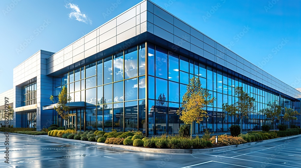 modern office and large factory building with sky modern office and large factory building with sky