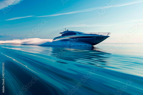A boat is speeding through the water, leaving a trail of white foam behind it © BetterPhoto
