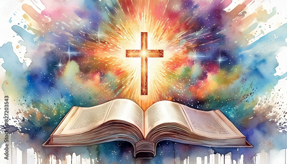Christian Cross with Bible - Symbol of Christianity - Enlightening by ...
