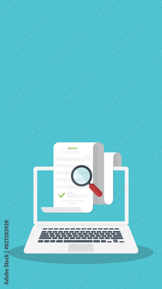 Document inspection. Online digital document inspection or assessment evaluation on laptop computer, contract review, analysis, inspection of agreement contract, compliance verification. Document inspection. Online digital document inspection or assessment evaluation on laptop computer, contract review, analysis, inspection of agreement contract, compliance verification.