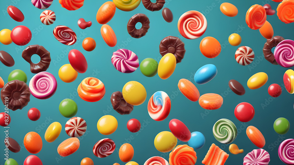 Colorful candies flying on the background, Generative AI Colorful candies flying on the background, Generative AI
