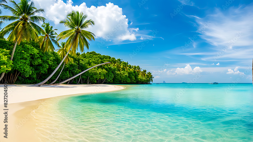 Landscape of paradise tropical island beach