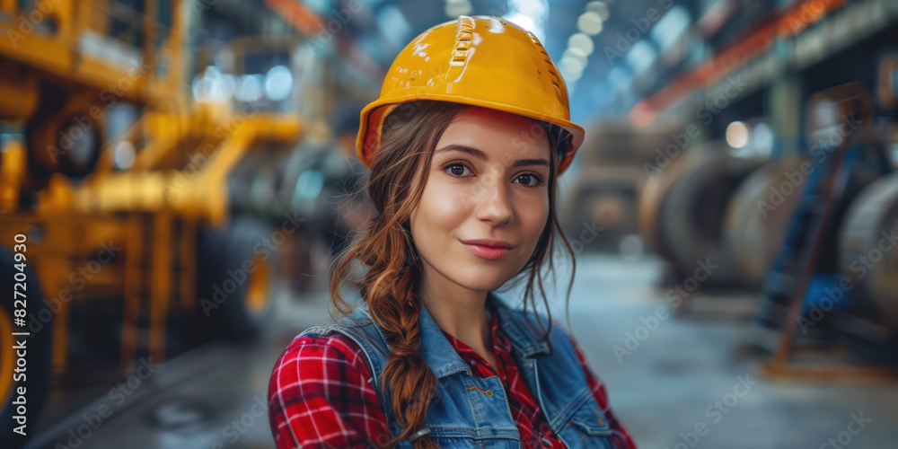 Close-up portrait of a lovely woman civil engineer against a sunset background Close-up portrait of a lovely woman civil engineer against a sunset background