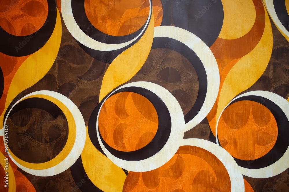 Retro 70s wallpaper, bold and funky patterns in orange, brown, and ...