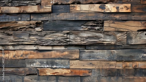 Texture of aged wood wall covering created from wooden panels