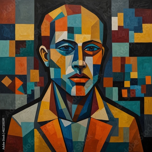 Vibrant cubism, emotional layers in art, reflecting the psyche’s fragmented nature. photo