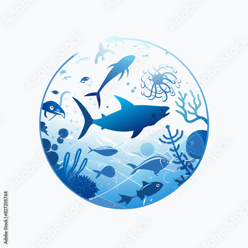 vector showing an underwater scene with diverse marine life, clean water, and no pollution, highlighting the importance of protecting our oceans