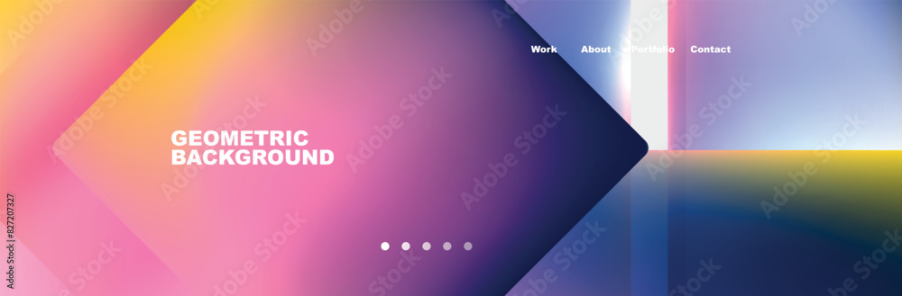 Colorful fluid gradient triangles and squares web site template. Vector Illustration For Wallpaper, Banner, Background, Card, Book Illustration, landing page