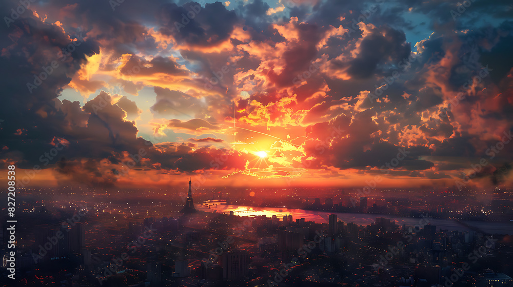 Sunset, the beauty of light that appears naturally Sunset, the beauty of light that appears naturally