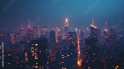 New York City Skyline Bathed in Night Lights