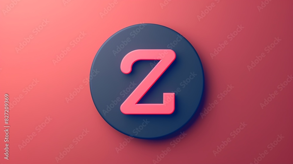 Pink 3D letter Z on a dark circle and red background Pink 3D letter Z on a dark circle and red background