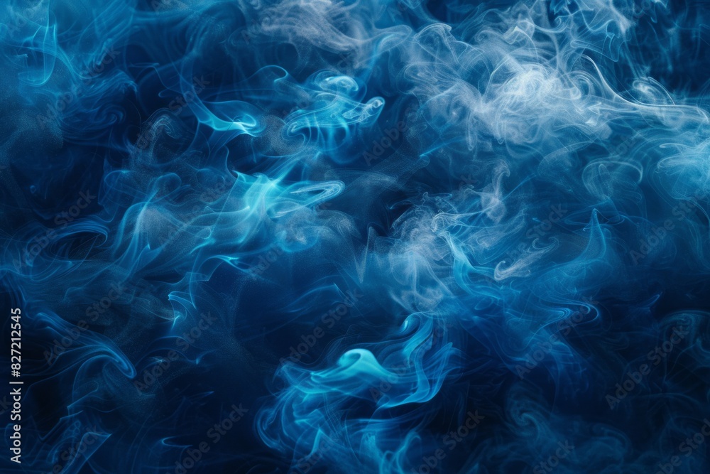 Abstract blue smoke swirls and curves on a black background Abstract blue smoke swirls and curves on a black background
