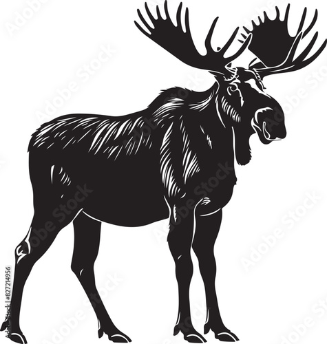 Moose illustration silhouette on transparent background