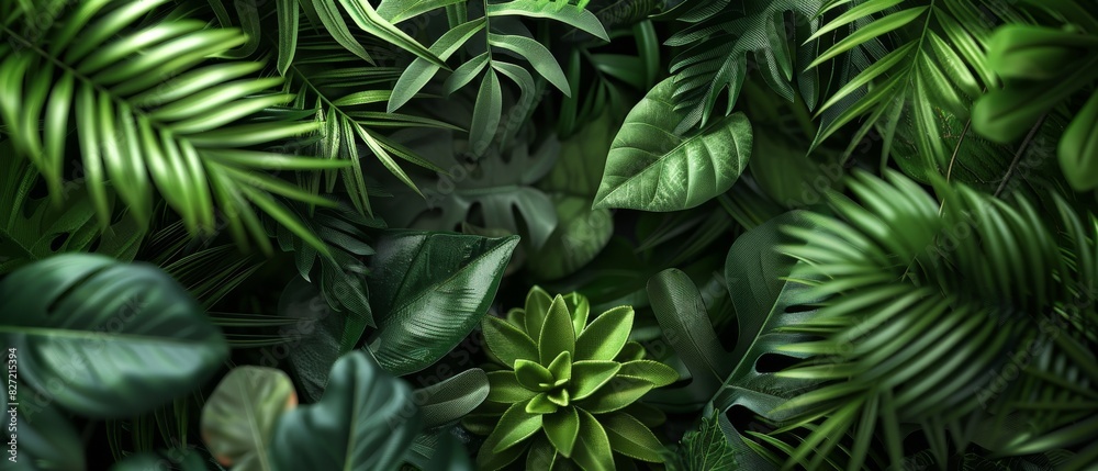Urban Jungle Lush, green, plantfilled background for ecofriendly products Urban Jungle Lush, green, plantfilled background for ecofriendly products