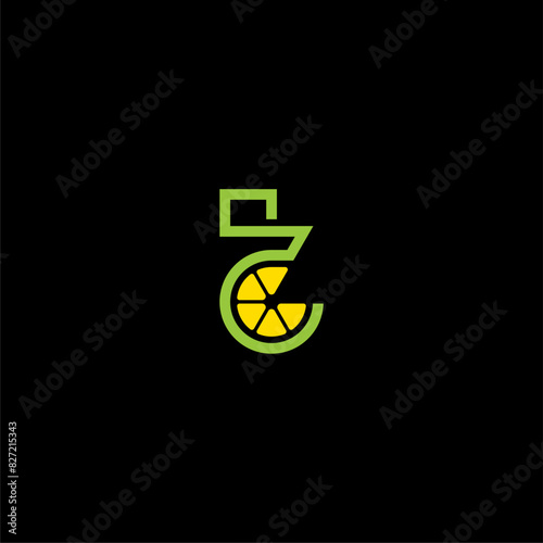 letter T and lemon or lime logo concept vector icon