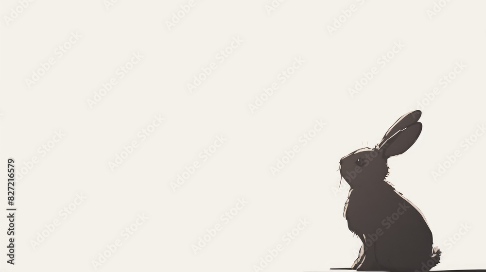 Obraz premium A rabbit s silhouette against a white background standing alone