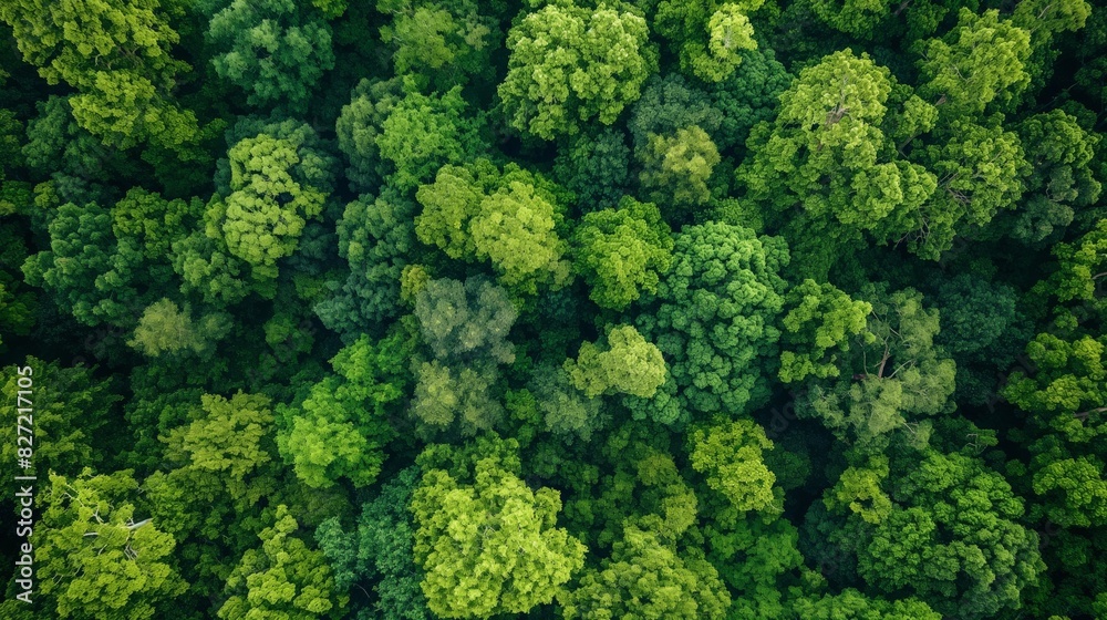 Aerial view of a dense, green forest canopy, exhibiting the beauty of nature