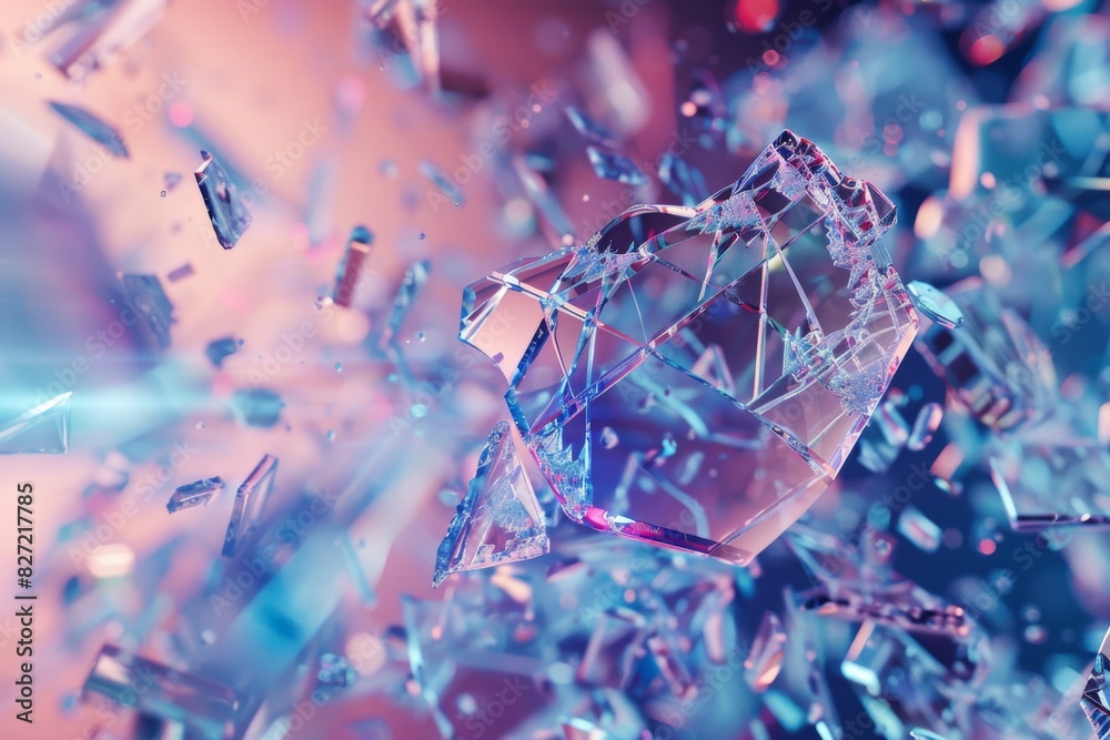 Visualize innovation through a digital lens with a CG 3D rendering of broken glass revealing a pixelated Visualize innovation through a digital lens with a CG 3D rendering of broken glass revealing a pixelated