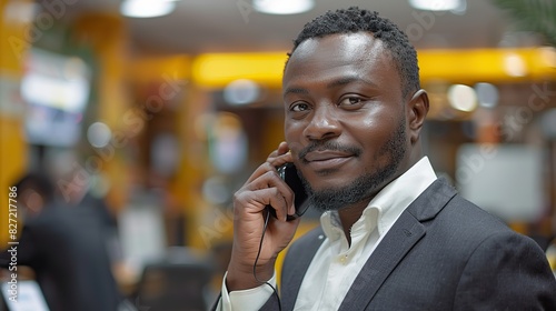 businessman talking on phone in office