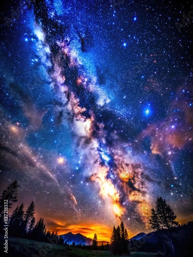 Majestic Night Sky Filled With Stars and the Milky Way. Generative AI © Irina