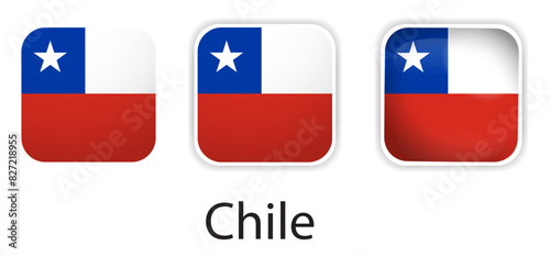 Chile flag vector icons set in the shape of rounded square Free Download Chile flag vector icons set in the shape of rounded square - GFXLoad