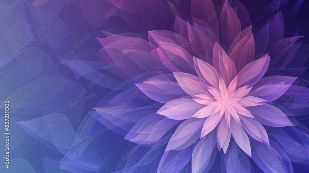 Obraz premium 青紫の抽象的で幾何学的な花のグラフィックイラスト