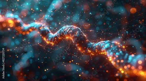 A high-tech visualization of artificial intelligence, featuring a neural network with colorful, glowing connections, set against a vibrant background with a bokeh effect to convey technological