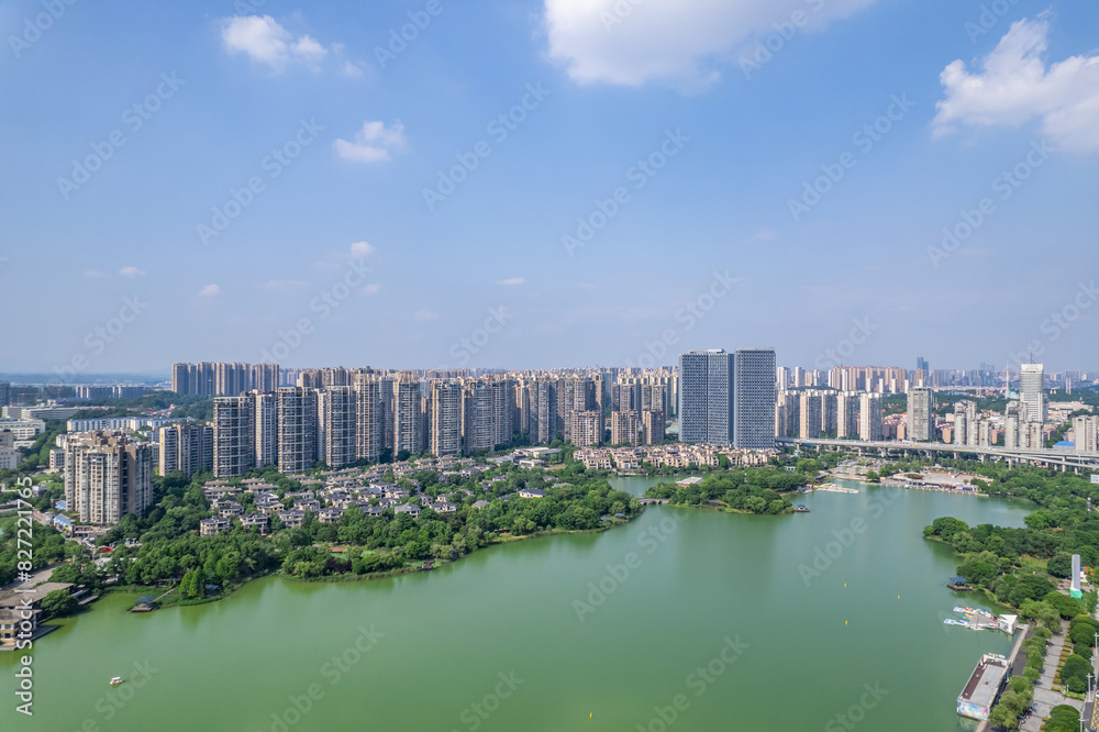 Fototapeta premium Aerial photography of Yuehu Park, Changsha, China