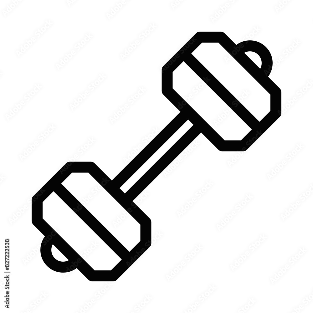 Vector icon featuring a simple barbell design, perfect for gym, fitness, and strength training themes, rendered in black and white. Editable stroke. Vector icon featuring a simple barbell design, perfect for gym, fitness, and strength training themes, rendered in black and white. Editable stroke.