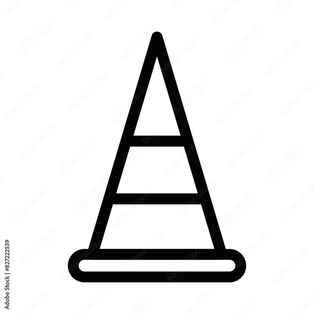 Minimalistic vector icon of a traffic cone, perfect for safety and caution themes, designed in bold black on a white background. Editable stroke. Minimalistic vector icon of a traffic cone, perfect for safety and caution themes, designed in bold black on a white background. Editable stroke.