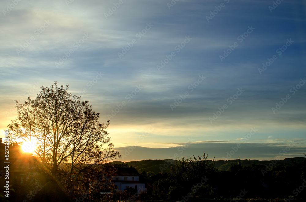 Early morning sky in Germany with clouds in the background Early morning sky in Germany with clouds in the background
