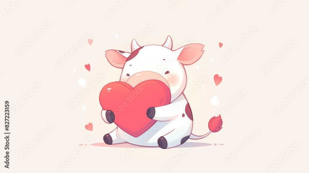 Illustration of an adorable cow holding a heart shaped Korean love sign depicted in a cartoon 2d icon This premium isolated 2d embodies the essence of animal love in a charming flat cartoon Illustration of an adorable cow holding a heart shaped Korean love sign depicted in a cartoon 2d icon This premium isolated 2d embodies the essence of animal love in a charming flat cartoon