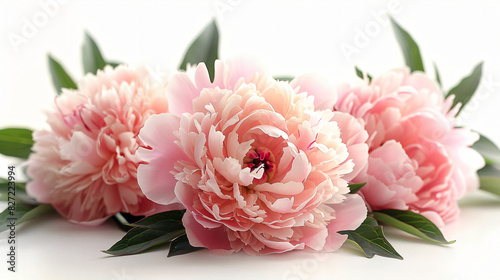 Pink peony flower head isolated on a white background