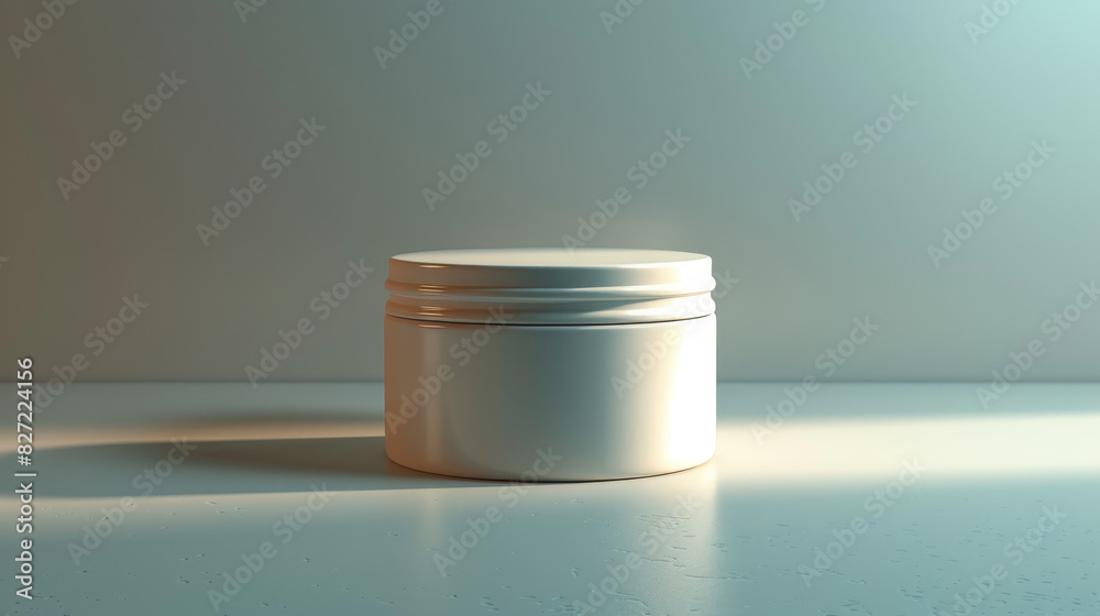 A white jar sits on a white countertop A white jar sits on a white countertop