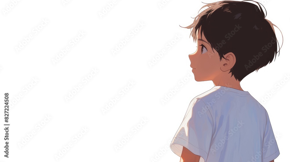 Picture a young boy set against a clean white backdrop Picture a young boy set against a clean white backdrop