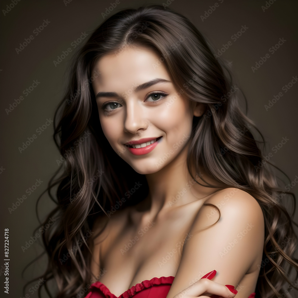 Beautiful Laughing Brunette Model with Long Hair Beautiful Laughing Brunette Model with Long Hair